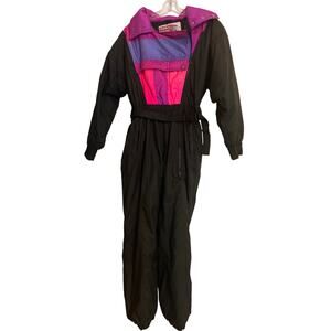 VTG DOWNHILL RACER Womens Snowsuit One Piece Ski Suit Purple Black Size Large